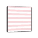 Horizontal Stripes - White and Pale Pink Mini Canvas 4  x 4  (Stretched)