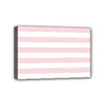 Horizontal Stripes - White and Pale Pink Mini Canvas 6  x 4  (Stretched)
