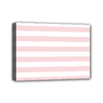Horizontal Stripes - White and Pale Pink Mini Canvas 7  x 5  (Stretched)