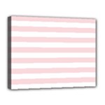 Horizontal Stripes - White and Pale Pink Canvas 14  x 11  (Stretched)