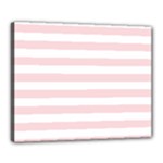 Horizontal Stripes - White and Pale Pink Canvas 20  x 16  (Stretched)