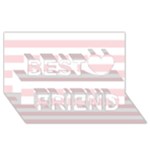 Horizontal Stripes - White and Pale Pink Best Friends 3D Greeting Card (8x4)