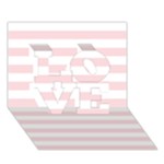 Horizontal Stripes - White and Pale Pink LOVE 3D Greeting Card (7x5)