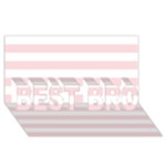 Horizontal Stripes - White and Pale Pink BEST BRO 3D Greeting Card (8x4)