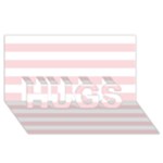 Horizontal Stripes - White and Pale Pink HUGS 3D Greeting Card (8x4)