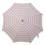 Horizontal Stripes - White and Pale Pink Hook Handle Umbrella (Large)