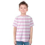 Horizontal Stripes - White and Classic Rose Pink Kid s Cotton Tee