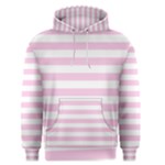Horizontal Stripes - White and Classic Rose Pink Men s Pullover Hoodie