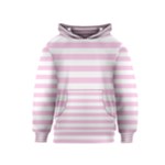 Horizontal Stripes - White and Classic Rose Pink Kid s Pullover Hoodie