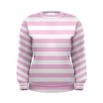 Horizontal Stripes - White and Classic Rose Pink Women s Sweatshirt