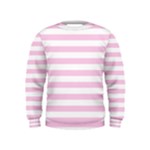 Horizontal Stripes - White and Classic Rose Pink Kid s Sweatshirt