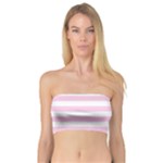 Horizontal Stripes - White and Classic Rose Pink Bandeau Top