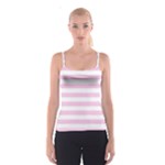 Horizontal Stripes - White and Classic Rose Pink Spaghetti Strap Top
