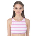 Horizontal Stripes - White and Classic Rose Pink Tank Bikini Top