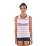 Horizontal Stripes - White and Classic Rose Pink Women s Sport Tank Top