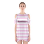 Horizontal Stripes - White and Classic Rose Pink Women s Cutout Shoulder Dress