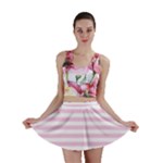 Horizontal Stripes - White and Classic Rose Pink Mini Skirt