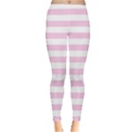 Horizontal Stripes - White and Classic Rose Pink Women s Leggings