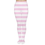 Horizontal Stripes - White and Classic Rose Pink Women s Tights