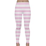 Horizontal Stripes - White and Classic Rose Pink Yoga Leggings
