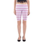 Horizontal Stripes - White and Classic Rose Pink Yoga Cropped Leggings