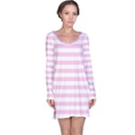 Horizontal Stripes - White and Classic Rose Pink Long Sleeve Nightdress