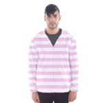 Horizontal Stripes - White and Classic Rose Pink Hooded Wind Breaker (Men)