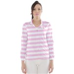 Horizontal Stripes - White and Classic Rose Pink Wind Breaker (Women)
