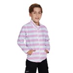 Horizontal Stripes - White and Classic Rose Pink Wind Breaker (Kids)