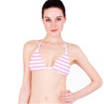 Horizontal Stripes - White and Classic Rose Pink Bikini Top