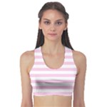 Horizontal Stripes - White and Classic Rose Pink Women s Sports Bra
