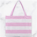 Horizontal Stripes - White and Classic Rose Pink Mini Tote Bag