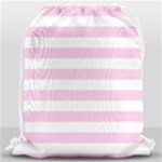 Horizontal Stripes - White and Classic Rose Pink Drawstring Bag (Large)