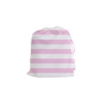 Horizontal Stripes - White and Classic Rose Pink Drawstring Pouch (S)