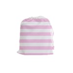 Horizontal Stripes - White and Classic Rose Pink Drawstring Pouch (M)