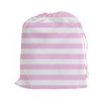 Horizontal Stripes - White and Classic Rose Pink Drawstring Pouch (XXl)