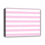 Horizontal Stripes - White and Classic Rose Pink Deluxe Canvas 16  x 12  (Stretched)
