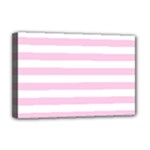 Horizontal Stripes - White and Classic Rose Pink Deluxe Canvas 18  x 12  (Stretched)