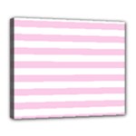 Horizontal Stripes - White and Classic Rose Pink Deluxe Canvas 24  x 20  (Stretched)