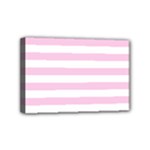 Horizontal Stripes - White and Classic Rose Pink Mini Canvas 6  x 4  (Stretched)