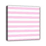 Horizontal Stripes - White and Classic Rose Pink Mini Canvas 6  x 6  (Stretched)