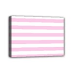 Horizontal Stripes - White and Classic Rose Pink Mini Canvas 7  x 5  (Stretched)