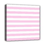 Horizontal Stripes - White and Classic Rose Pink Mini Canvas 8  x 8  (Stretched)