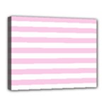 Horizontal Stripes - White and Classic Rose Pink Canvas 14  x 11  (Stretched)