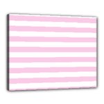 Horizontal Stripes - White and Classic Rose Pink Canvas 20  x 16  (Stretched)