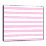 Horizontal Stripes - White and Classic Rose Pink Canvas 24  x 20  (Stretched)