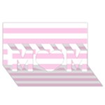 Horizontal Stripes - White and Classic Rose Pink MOM 3D Greeting Card (8x4)