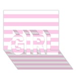 Horizontal Stripes - White and Classic Rose Pink GIRL 3D Greeting Card (7x5)