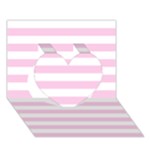 Horizontal Stripes - White and Classic Rose Pink Heart 3D Greeting Card (7x5)