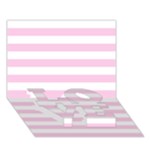 Horizontal Stripes - White and Classic Rose Pink LOVE Bottom 3D Greeting Card (7x5)